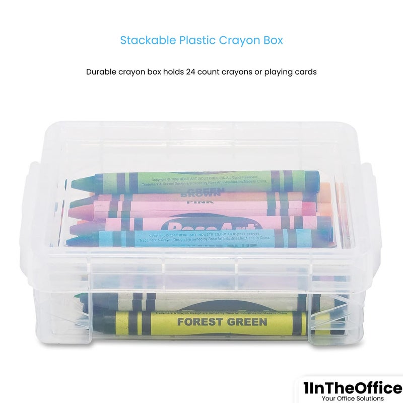 1InTheOffice Crayon Box, Stackable Clear (4 Pack.) - Image 4